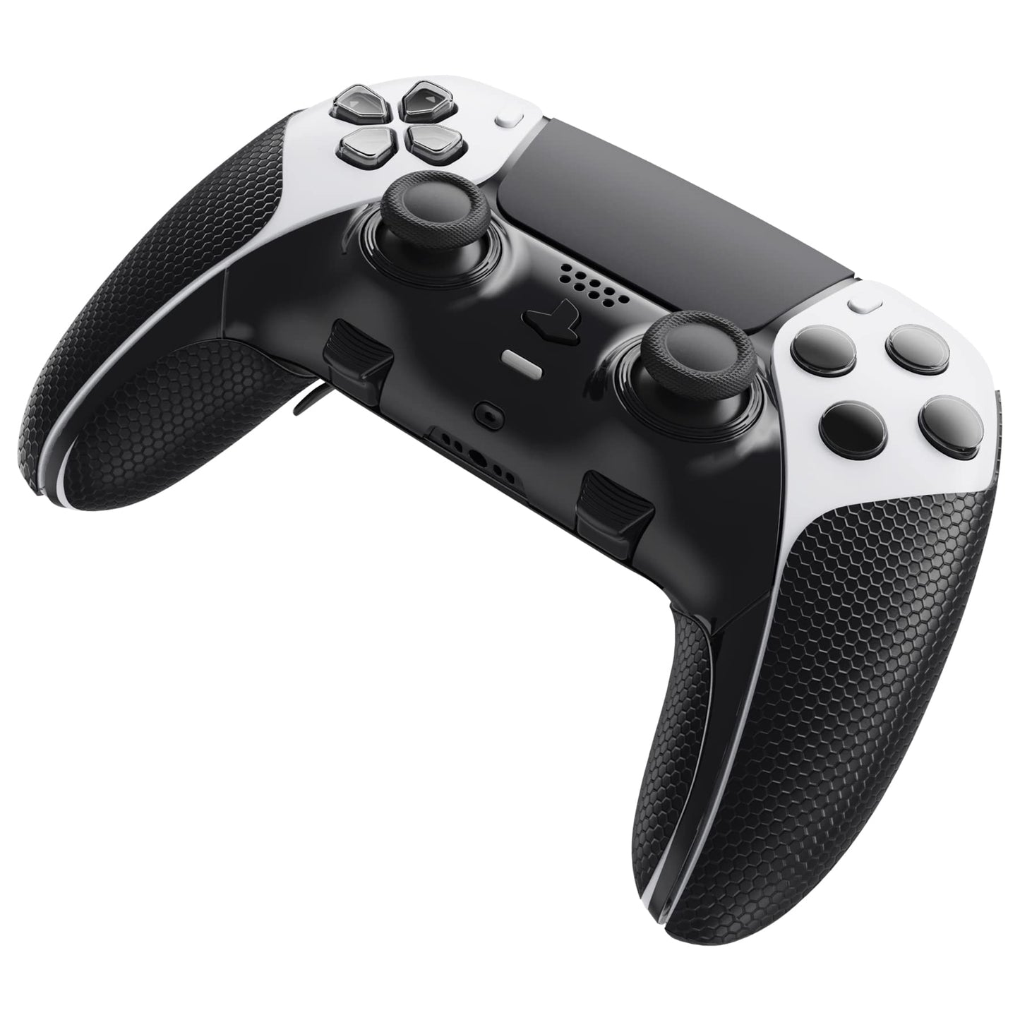 PlayVital Anti-Skid Sweat-Absorbent Controller Grip for ps5 Edge Wireless Controller, Professional Textured Soft PU Handle Grips Anti Sweat Protector for ps5 Edge Controller - Black