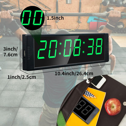 YZ Gym Clock for Home Gym with Start/Stop Button, Interval Timer for Workout, Stopwatch/Countdown Timer with Remote, 12/24H Digital Wall Clock, Portable Home Gym Accessories