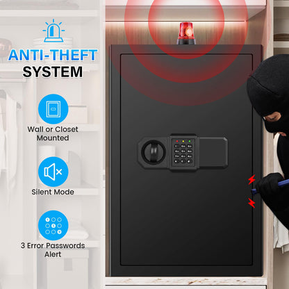 7.0 Cub Extra Large Home Safe Fireproof Waterproof, Digital Fireproof Safe Box with Fireproof Bag, Electronic Keypad and Emergency Keys, Fire Safes for Home File Ammo