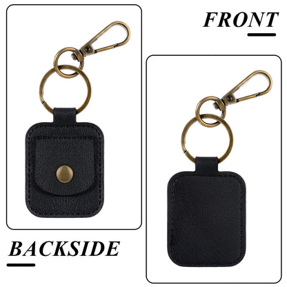 InnoHHustle Leather Ring Holder Keychain, Portable Gym Ring Holder Jewelry Keychain Travel Pouch for Wedding Necklace（Black）