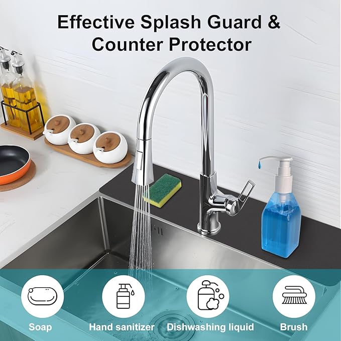 Customizable Faucet Mat for Kitchen Sink: 29"L x 5.5"W Quick Drying Kitchen