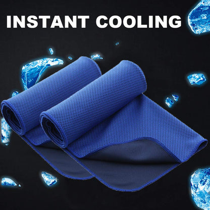 immoono Pack of 20 Cooling Towel 40x12'' Ice Towel for Neck and Face Microfiber Chilly with Bag Breathable Yoga Gym Stay Cool Towels Sweat Rag for Workout Running Camping Pilates Beach, Dark Blue