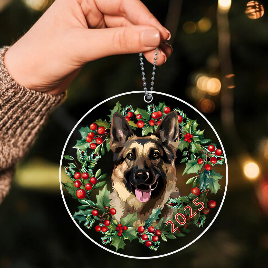 German Shepherd Ornament, Dog Christmas Ornaments 2025, Dog Ornaments for Christmas Tree - German Shepherd Gifts for Women, Men, German Gifts