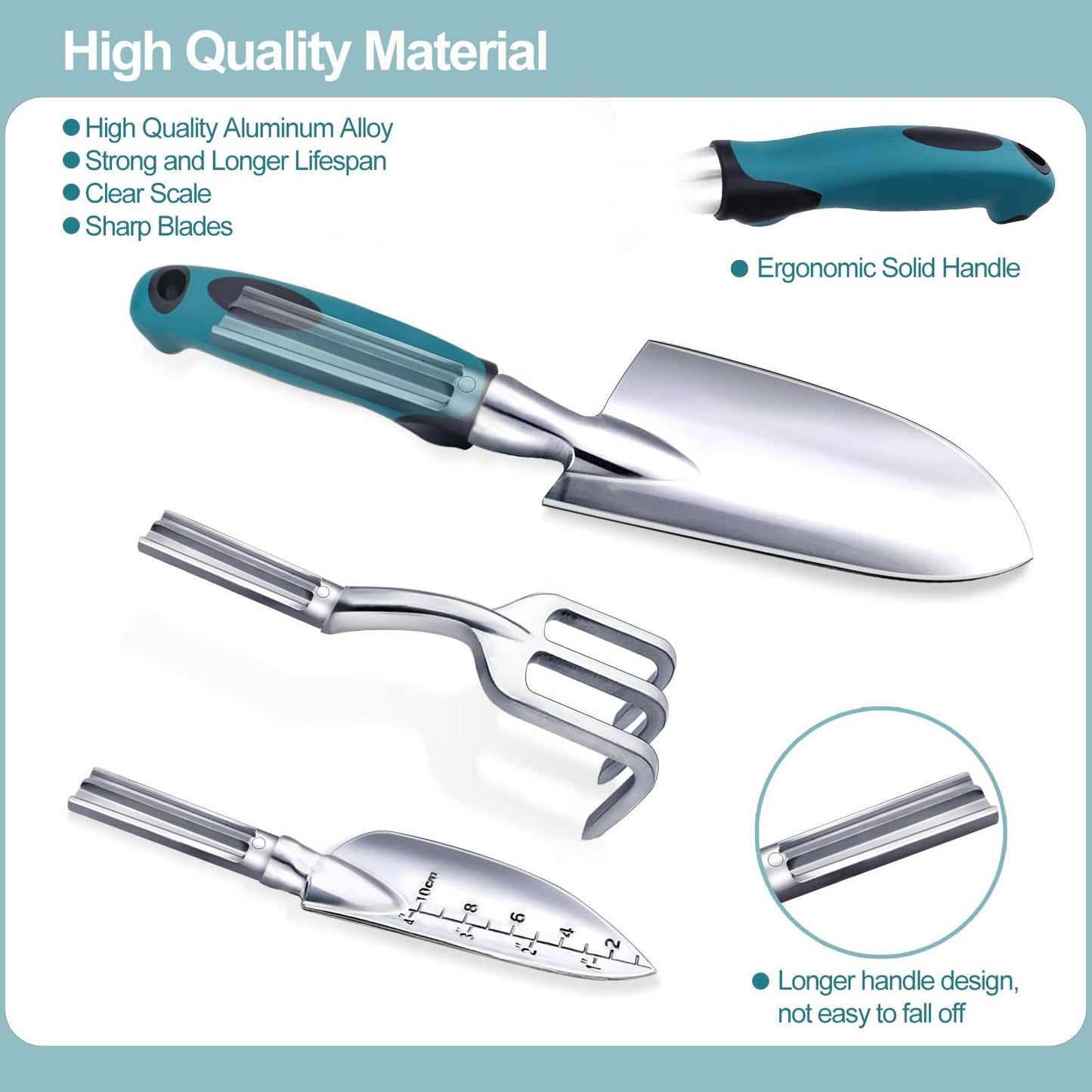Kynup 7-Piece Garden Tool Set - Aluminium Alloy Heavy Duty Garden Tools, Lightweight Rust-Proof Gardening Kit