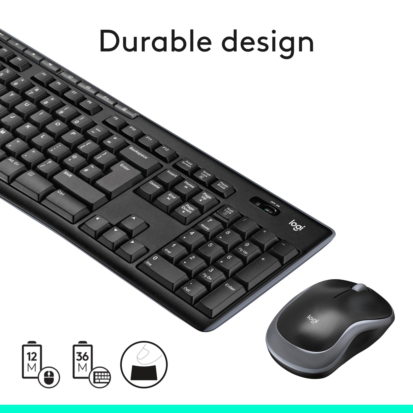 Logitech MK270 Wireless Keyboard and Mouse Combo for Windows, 2.4 GHz Wireless, Compact Mouse, 8 Multimedia and Shortcut Keys, 2-Year Battery Life, for PC, Laptop, QWERTY UK English Layout - Black