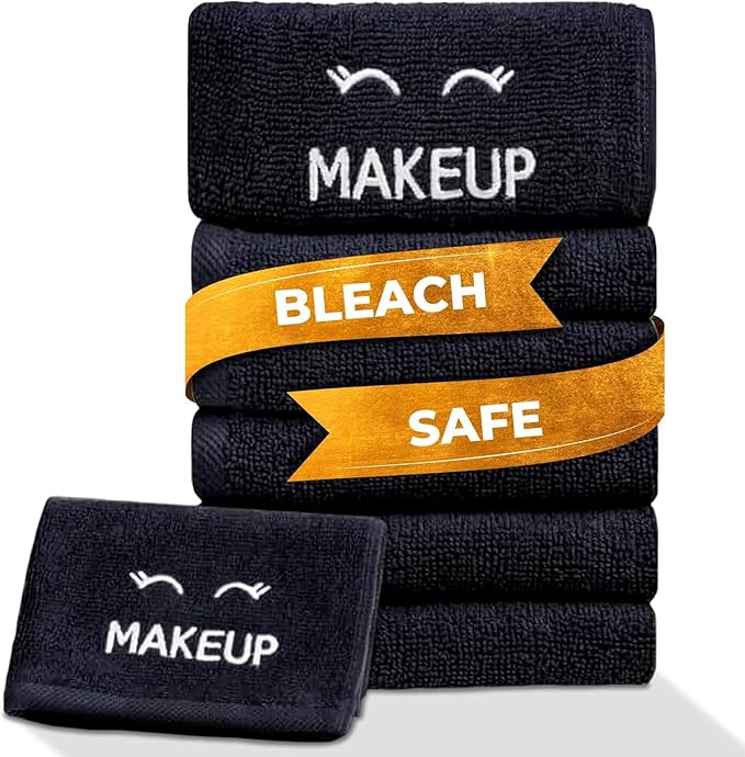 White Classic Bleach Safe Black Makeup Washcloths