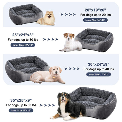 JOEJOY Dog Bed Medium - Washable Rectangle Dog Beds, Anti-Anxiety, Soft Plush Non-Slip Bottom Pet Bed - Small | Medium | Large Size Mattress Mat, Grey