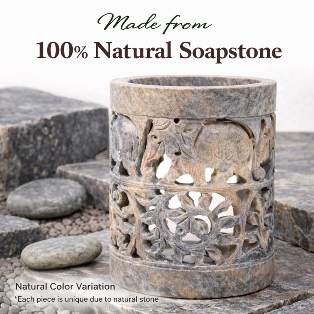 KC KULLICRAFT Marble Soapstone Candle Tea Light Holder