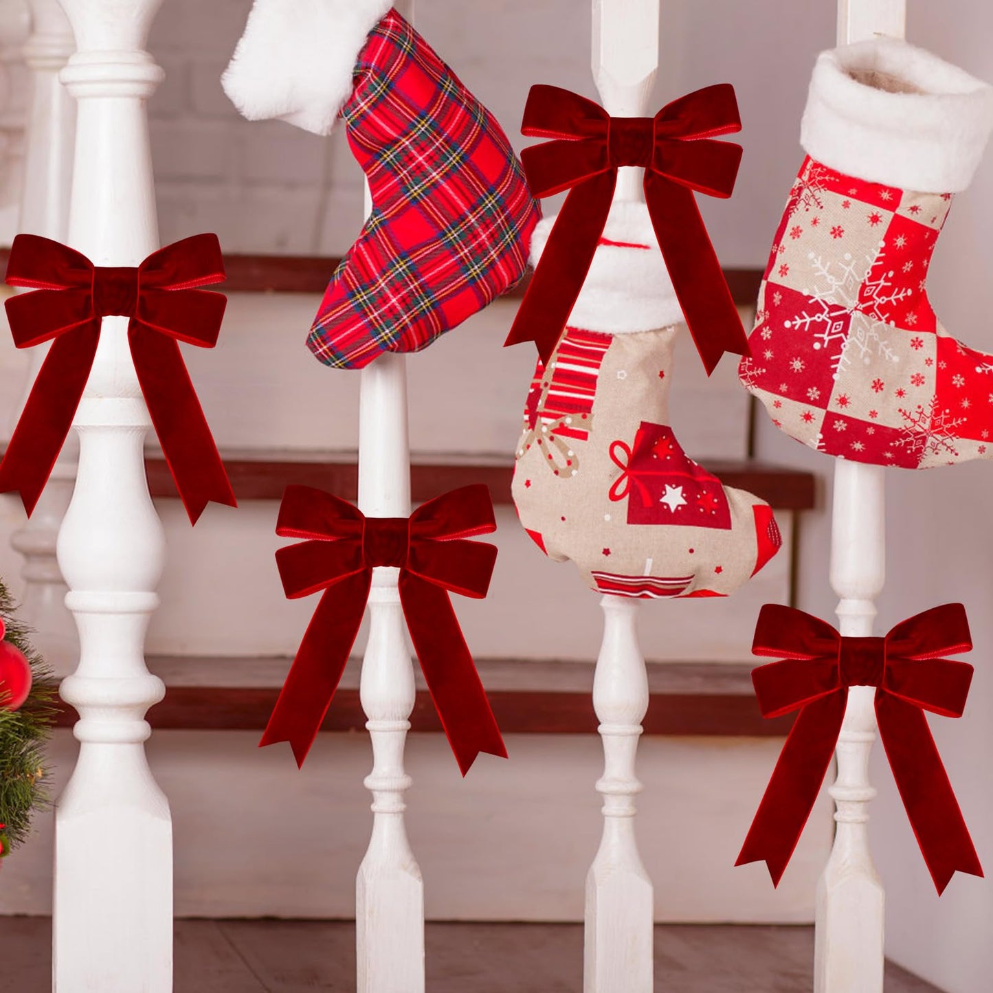 Tsorode 10 Yards Red Velvet Ribbon 1 Inch for Christmas Tree,Velvet Christmas Ribbon for Gift Wrapping Crafts Bow Wreath Holiday Decorations (Red)