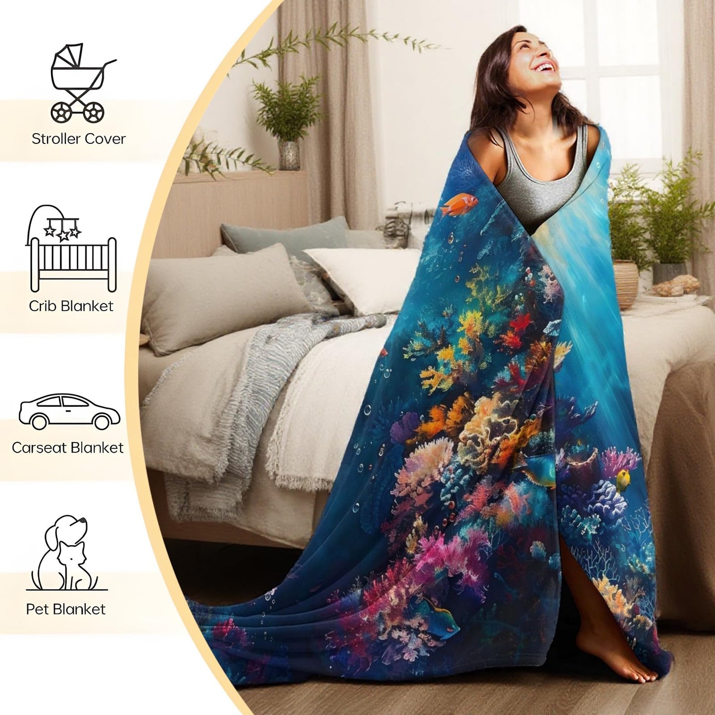 VOPNXLT Frog and Butterfly Blanket, Soft Cozy Lightweight Cute Realistic Green Frog Throw Blanket for Kids Women, Sofa Couch Bed 50x60 Inch Flannel Nature Blankets for Travel Decor Gifts