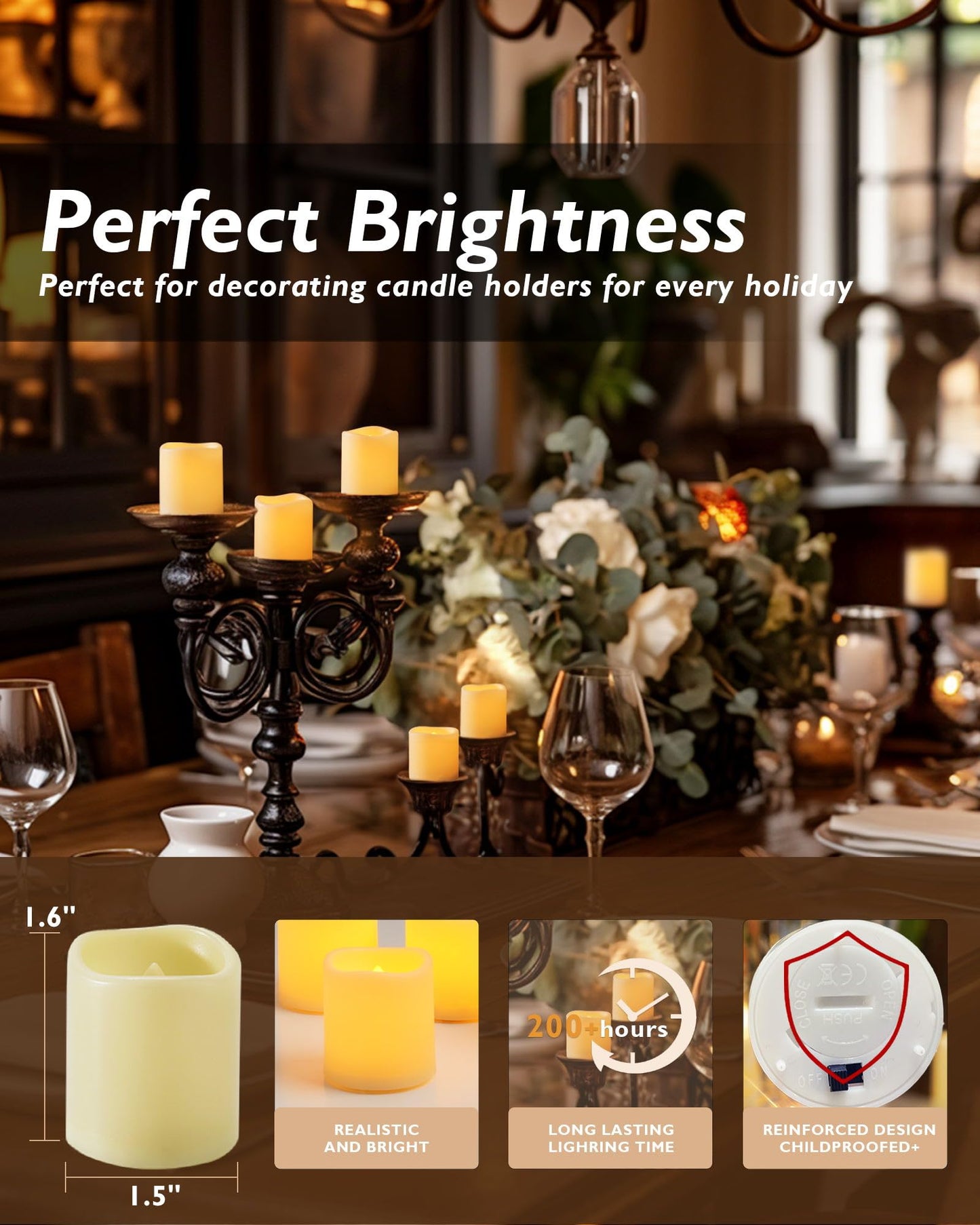 Homemory 100Pack Flickering Flameless Votive Candles, 200+Hour Electric Fake Candles, Battery Operated LED Tealight for Wedding, Outdoor, Table, Festival (Amber Yellow,Battery Included)
