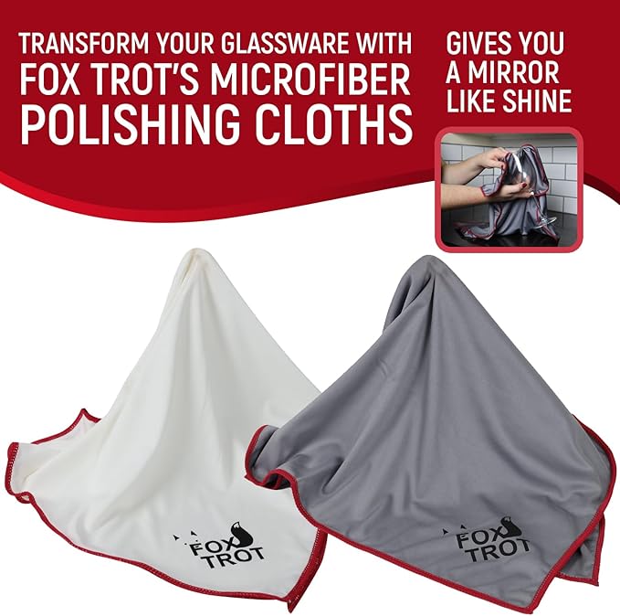 Fox Trot Large Microfiber Polishing Cloths | Streak Free, Lint Free Shine and