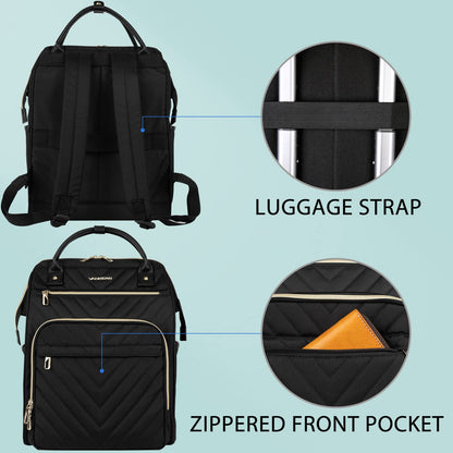 VANKEAN Laptop Backpack for Women Men 17.3 Inch Stylish Computer Work Backpack, Waterproof College Daypack Backpacks with USB Port & RFID Blocking, Business Travel Backpack, Black