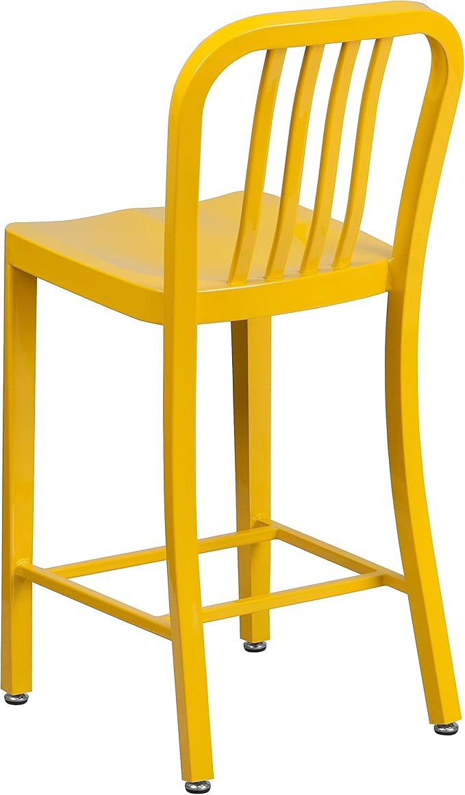Flash Furniture Commercial Grade 24" High Yellow Metal Indoor-Outdoor Counter