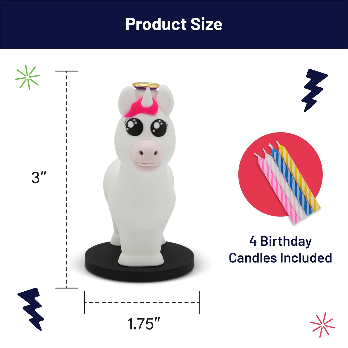 GOOFBALLS Birthday Candle Holder – Hilarious Novelty Party Decoration & Gag Gift for Friends, Family, and Coworkers – Small Joke Candle Stand for Cakes- Unicorn