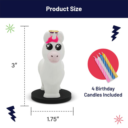 GOOFBALLS Birthday Candle Holder – Hilarious Novelty Party Decoration & Gag Gift for Friends, Family, and Coworkers – Small Joke Candle Stand for Cakes- Unicorn