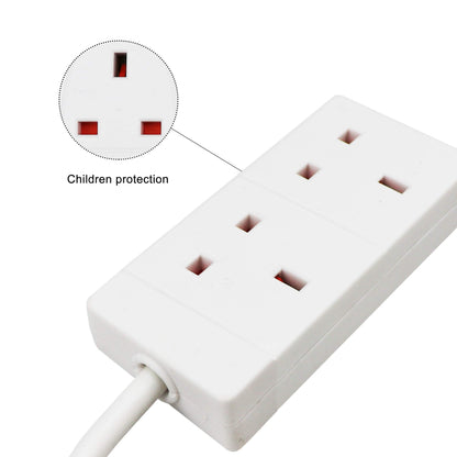 ExtraStar 2 Way Extension Lead, 13A Fused UK Plug Extension Socket, 1M Extension Cable Power Strip - White