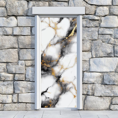 arricraft 2 Pcs Self-Adhesive Door Stickers, 31.5"x78.7" Marble Texture Pattern Door Murals Stickers PVC Removable Wallpaper Decoration for Bedrooms Living Room