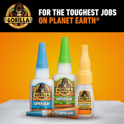 Gorilla Super Glue with Brush & Nozzle Applicator, Clear Glue, 12 Gram (Pack of 1) - All Purpose and Fast Setting for Projects and Repairs