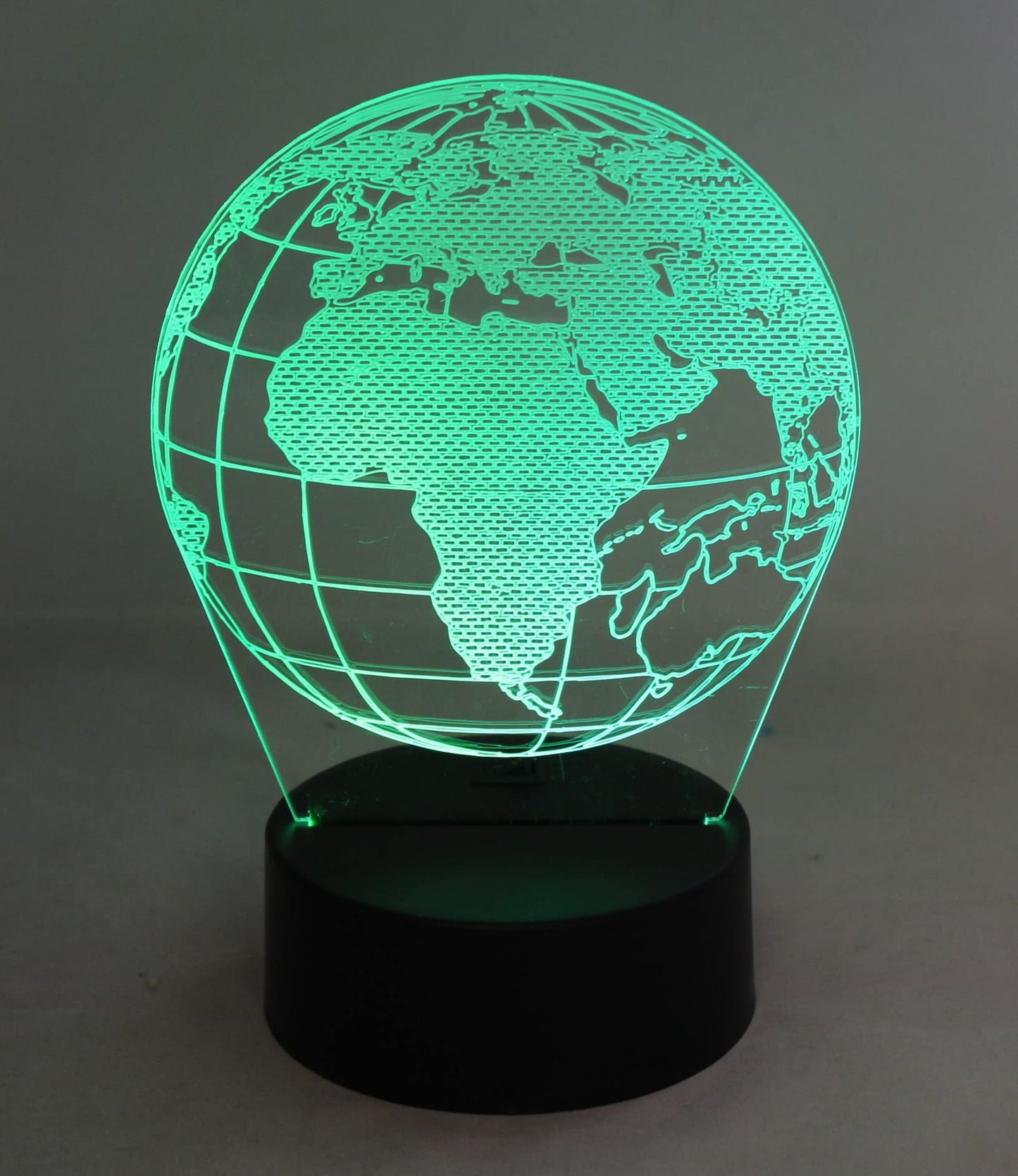 Dependable Industries 3D World Globe LED Light 7 Color Changing Table Lamp Night Light Optical Visual Illusion Acrylic