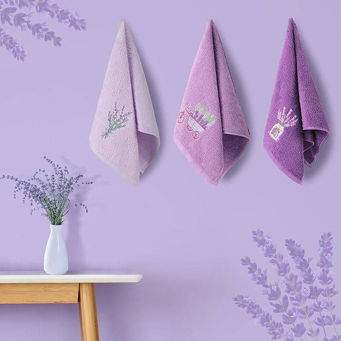 Lavender Floral Hand Towels Farmhouse Purple Lavender Bathroom Decor 14x29 Inch