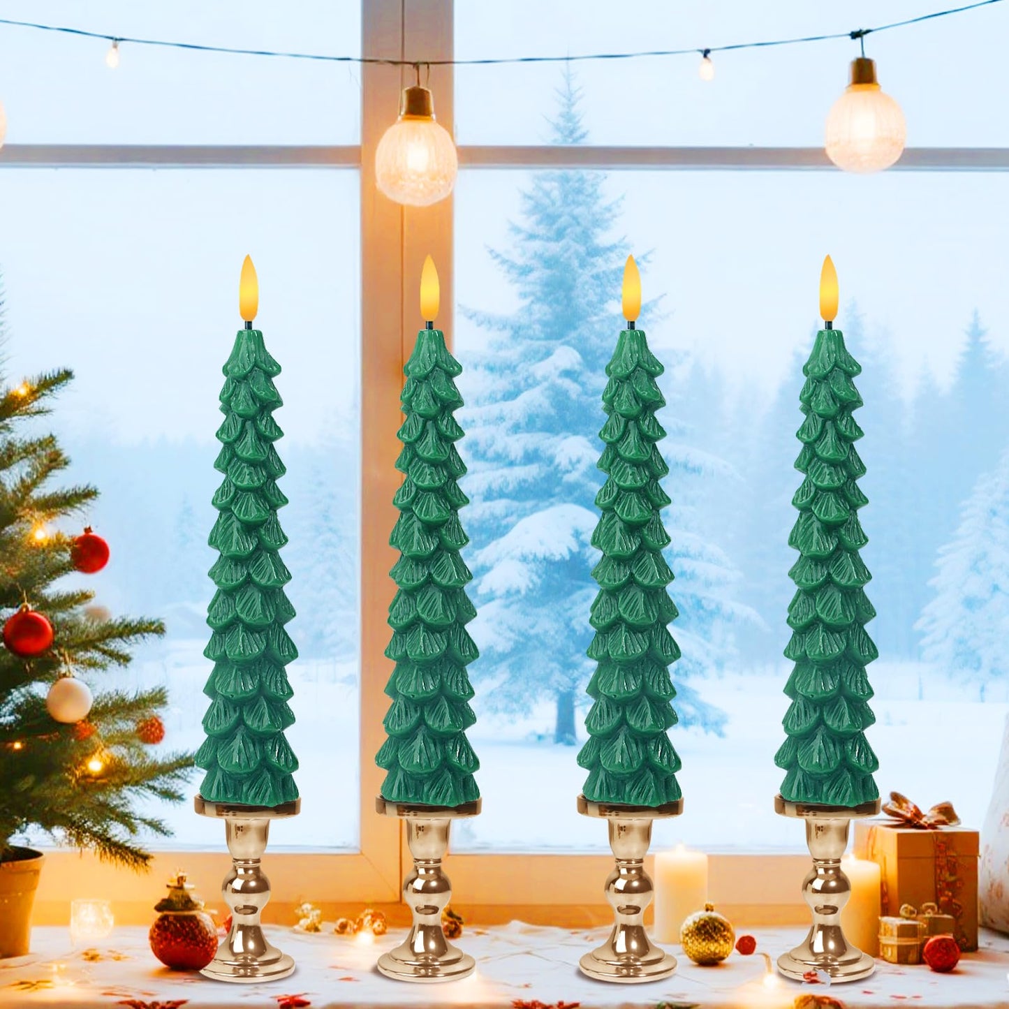 XingsLight LED Flameless Taper Candles with Remote & Timer – 12 Pack Battery Operated Christmas Window Candles, Warm White Flickering Light, Safe Realistic Flame for Holiday Table & Home Décor