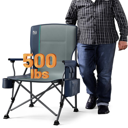 TIMBER RIDGE Oversized Folding Camping Chair High Back Heavy Duty for Adults Support up to 500lbs with Cup Holder, Side Pocket Cooler Bag