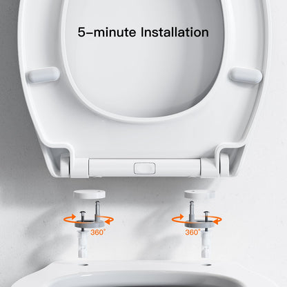 Pipishell Soft Close Toilet Seat, Toilet Seat with Quick Release for Easy Clean, Simple Top Fixing, Standard Toilet Seats White with Adjustable Hinges, O Shape