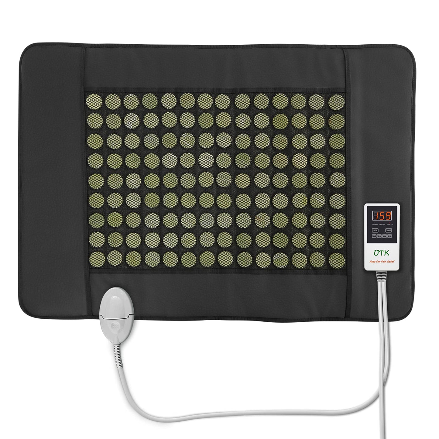 UTK Upgrade Far Infrared Heating Pad for Back, 5X Deeper Pain Relief Pure Jade Heating Pad with 153 Natural Jades, Hotter to 159℉, Weighted Electric Mat with Larger Heat Area, 4H Auto-Off, 31"x 21"