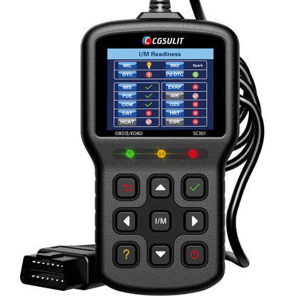 CGSULIT Car Code Reader SC301 OBD2 Scanner with Smog Check & Check Engine Light Reset, Read/Clear Error Code, Live Data, DTC Lookup, On-Board Monitor Test, Diagnostic Scan Tool for Cars After 1996