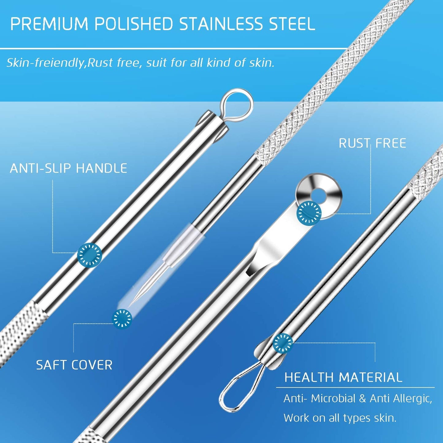Blackhead Remover Tools Pimple Popper Tool Kit, Comedones Extractor Acne Removal Kit for Blemish, Black Head Remover for face Risk Free Treatment for Whitehead Popping