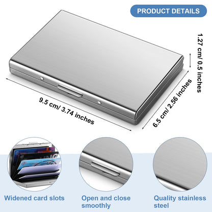 Thenshop 3 Pcs Stainless Steel Credit Card Holder Metal RFID Blocking Case Protector Metal ID Card Wallet with 6 Slot for Men Women Gift Box(Silver, Black, Blue)