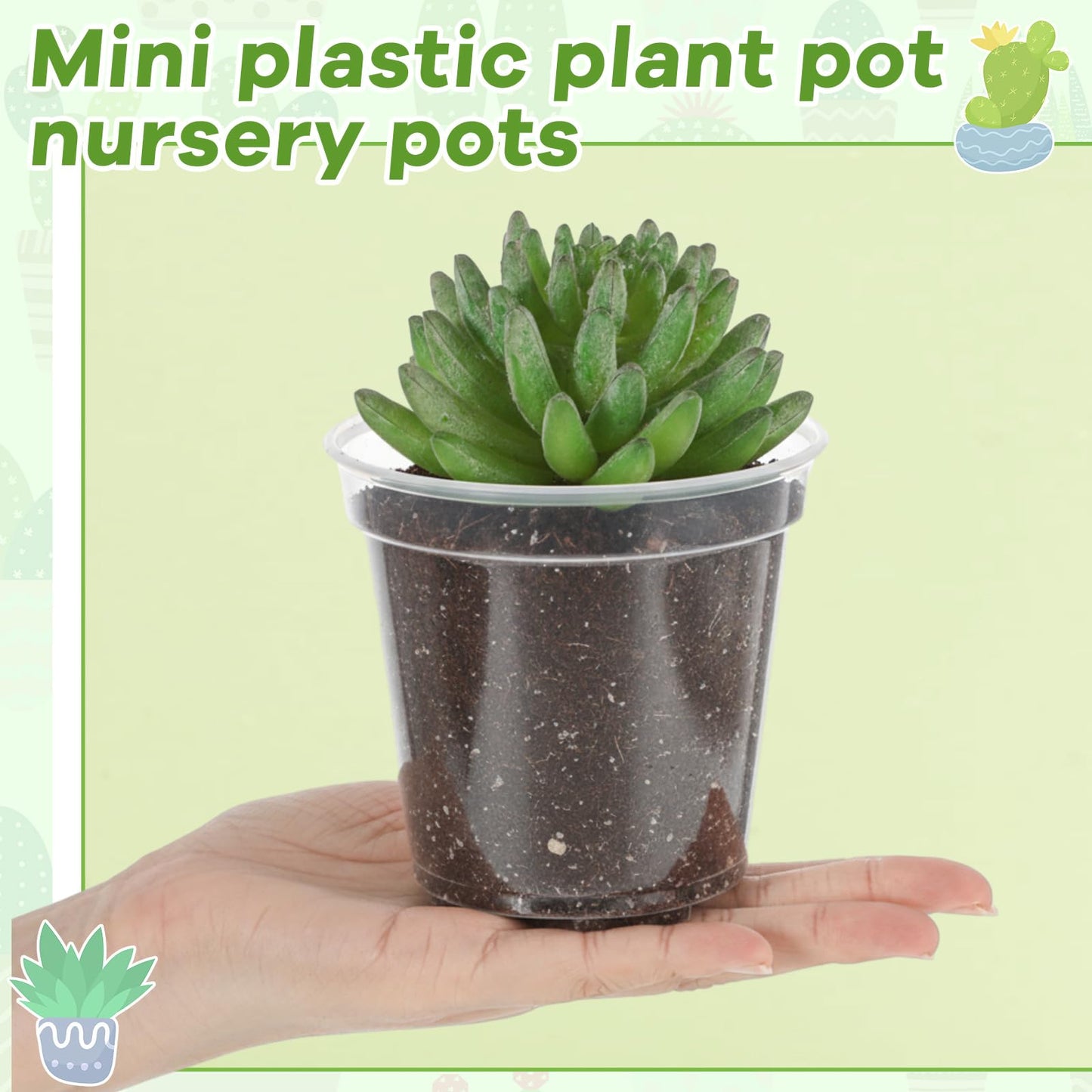 Yaomiao 30 Pcs 5 Inch Clear Mini Plastic Plant Pot Nursery Seedling Pots Seed Starter with Drainage Holes for Indoor Outdoor Garden Succulent Plants Cuttings Transplanting