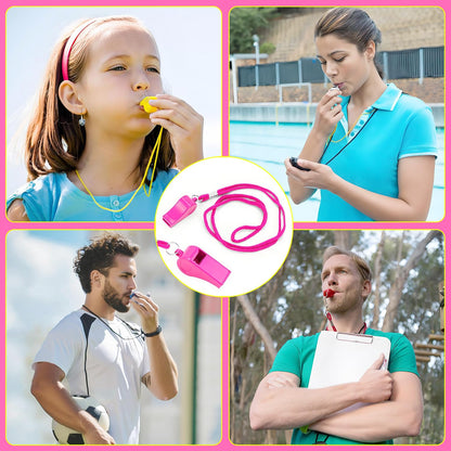 uadbau Pink Whistle, Plastic Whistle Emergency with Lanyard and Mouthpiece – Loud Crisp Sound for Coaches, Lifeguard, Teachers, Training, and Outdoor Safety (2 Pack)