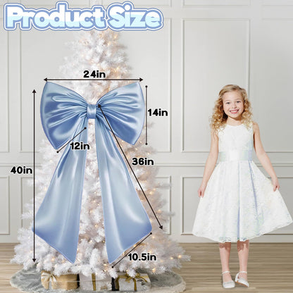 Froova Big Blue Bow Room Decor 40x24 in Large Baby Blue Coquette Decorations for Party, Giant Ribbon Tie as Something Blue for the Bride on Wedding Backdrop Wall Decor (Internal Stability Layer)