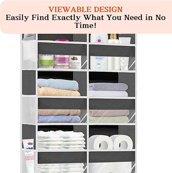 2 Pack Over The Door Organizer 6 Tiers, Extra Large Behind Door Storage of 12