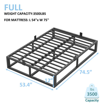 Bilily 10 Inch Full Size Bed Frame with Steel Slat Support,Low Profile Full Metal Platform Bed Frame Support Mattress Foundation,Heavy Duty,No Box Spring Needed,Easy Assembly,Noise Free
