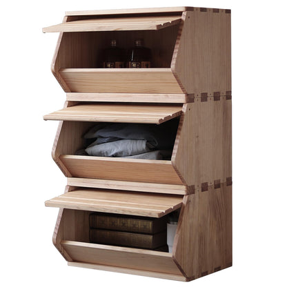unununu Stackable Solid Wood Storage Chests,Hall Entryway Cabinet,Modular Wooden Multi-use Box,Bins with Lids,Closet Storage Organizers,Drawers,Potato,Onion,Bread,Classify by Items,19.5”W(3 Pack)