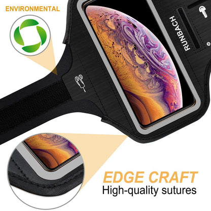 RUNBACH Armband for iPhone 16 Pro Max/16 Plus/15 Pro Max/15 Plus/iPhone 14 Pro Max/14 Plus/13 Pro Max/12 Pro Max/11 Pro Max/Xs Max,Running Exercise Arm Band with Card Slot for iPhone Max (Black)