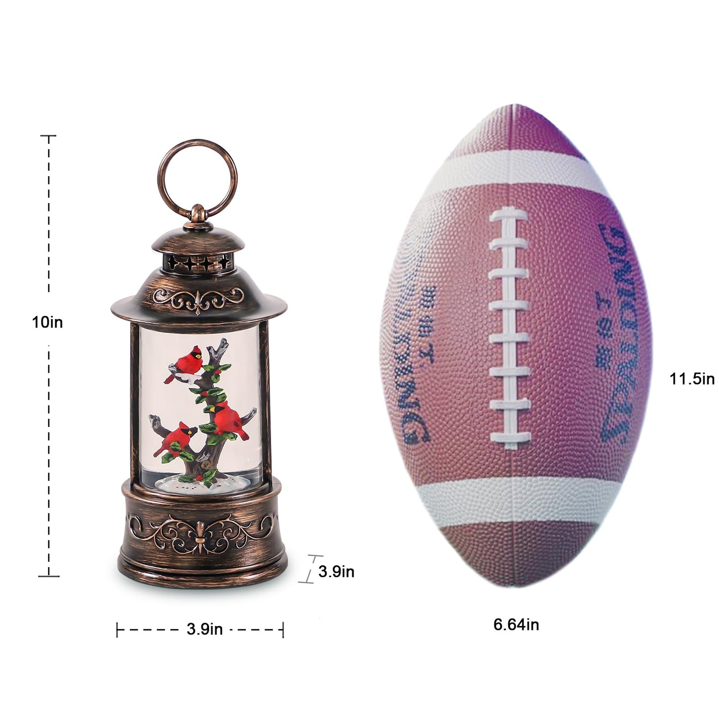Christmas Cardinal Snow Globe Light up Lantern with 8 Songs, 10.2" Christmas Snow Globes for Kids Adults, 6H Timer & Dual Power, Snowglobes Christmas Decorations Indoor for Home, Gifts for Women Men
