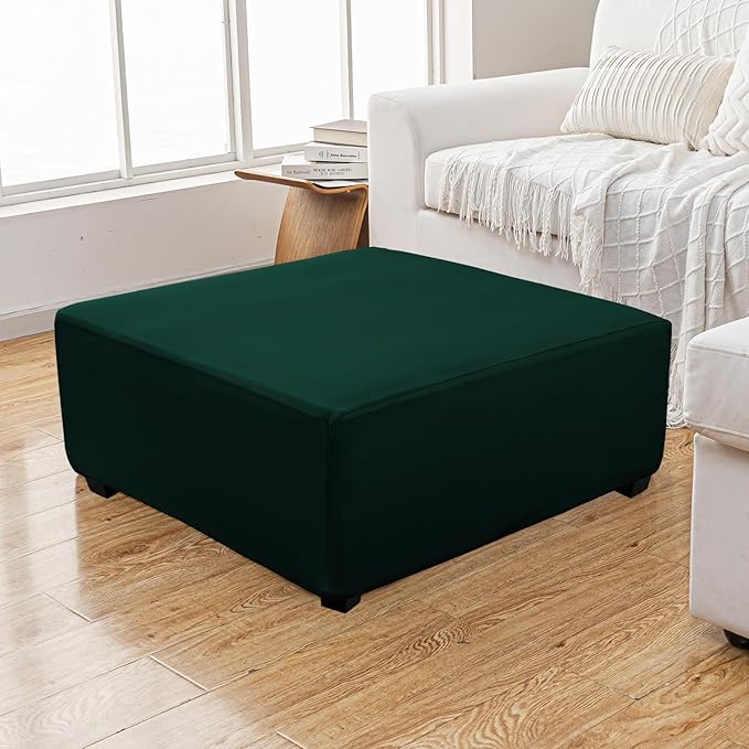 Super Stretch 40x40x15 inch Square Ottoman Cover- Soft Form Fit Ottoman Cover