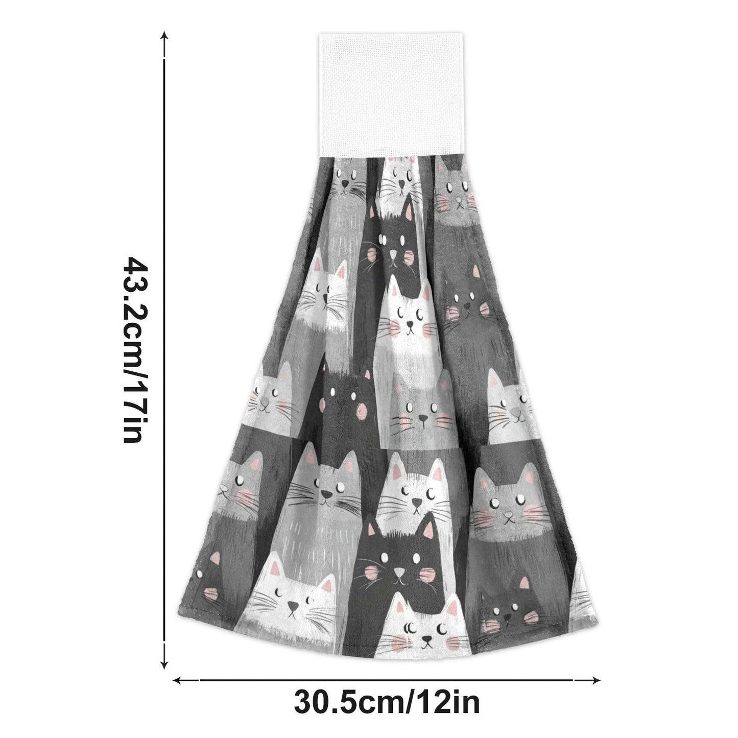 Boccsty Cats Kitten Pattern Hanging Kitchen Towels 2 Pieces Funny Gray Kitty Animal Dish Cloth Tie Towels Hand Towel Tea Bar Towels for Bathroom Farmhouse Housewarming Tabletop Home