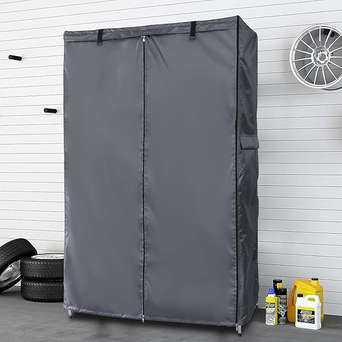 Waterproof Shelf Cover,600D Heavy Duty Dustproof Storage Wire Rack Covers,Outdoor Shelving Covers for Wire Shelves with Zipper 48''x24''x72'',Clear Front.