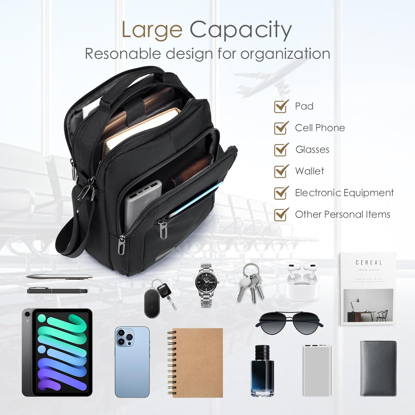 SPAHER Men Handbags Shoulder Bags Messenger Business Bag Crossbody Satchel Sling Waterproof Travel Bag Daily Man Bag Gift with Adjustable Shoulder Strap for Ipad