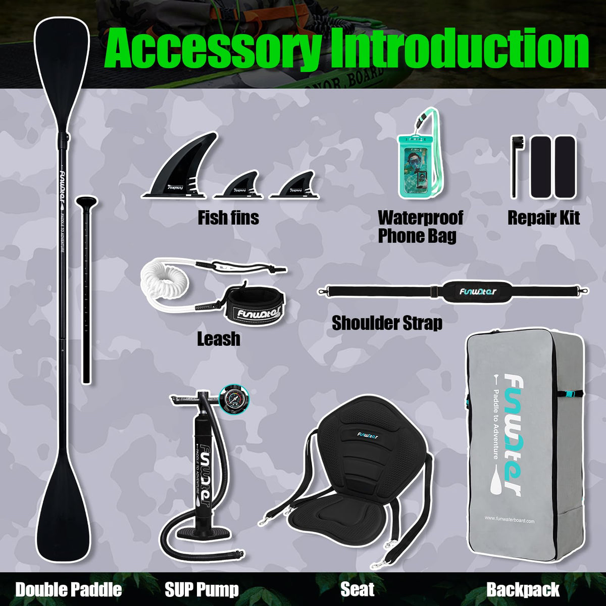 FunWater Inflatable Stand Up Paddle Board with Premium SUP Paddleboard Accessories, Anti-Slip EVA Deck, Paddle Boards for Adults & Youth of All Skill Levels