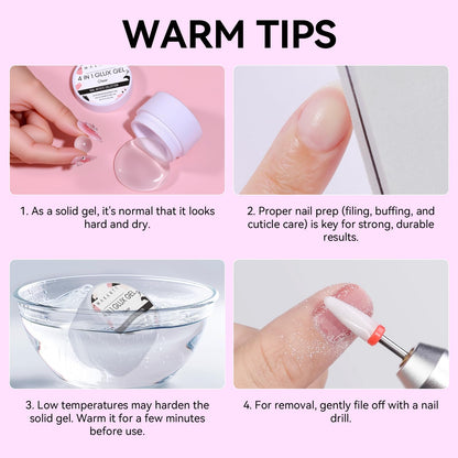 Makartt Clear Gel Builder Kit: Self-Levelling, Long Lasting Extension Hard Gels for Strengthener, Broken Nails Repair Gel Kit with Paper Forms, Dual forms, Nail File and Dual-End Brush 1.06 oz