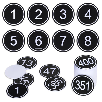 NumRealm 35mm ABS Plastic Round Table Numbers, Locker Cabinet Numbers Signage Tags Labels - Black 1 to 50