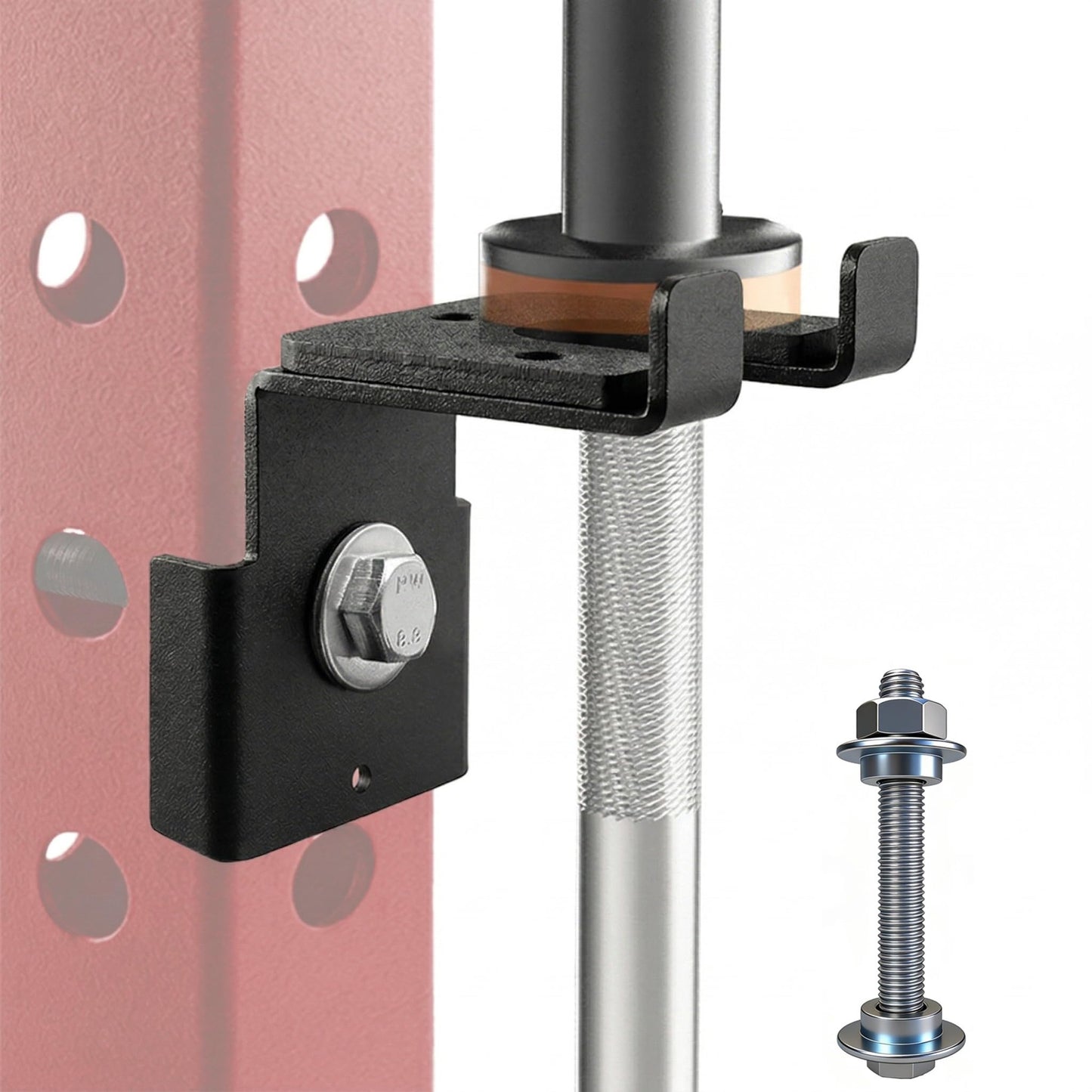 Lights Mountain Universal Vertical Barbell Holder for 3x3 Squat Rack, Tool-Free Installation with 5/8" & 1" Hole Hole Adapters, UHMW Lined Barbell Hanger, Heavy Duty Barbell Storage