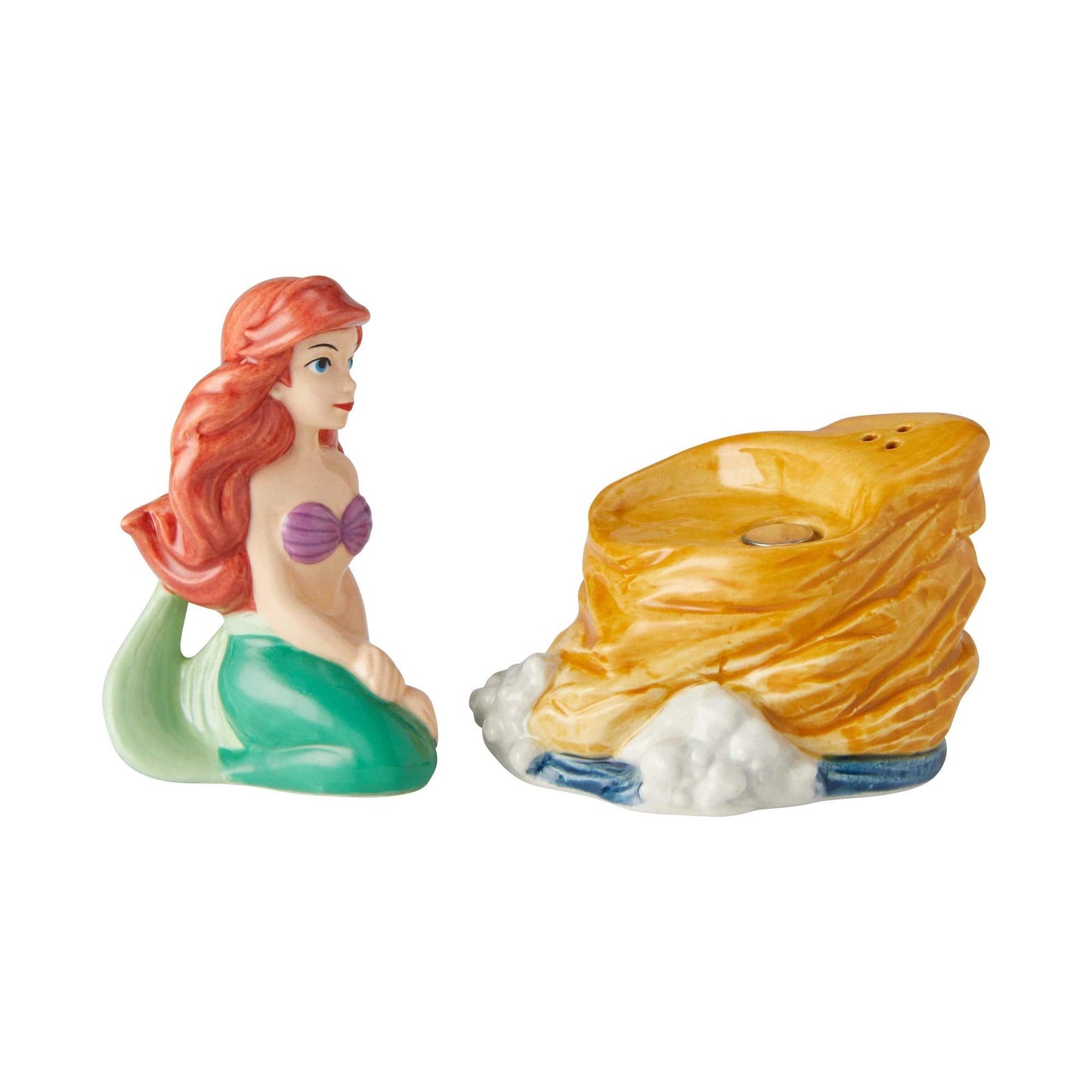 Enesco 6002273 Disney Ceramics the Little Mermaid Ariel on Rock Salt and Pepper Shakers, 3.85 Inch, Multicolor