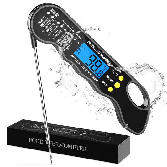 TRAUSI Instant Read Meat Thermometer, Fast & Accurate Digital Food Thermometer with Backlight, Waterproof & Magnet for Grilling, Cooking, BBQ, Smoker, Baking, and Candy Making